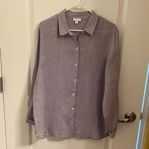 J. Jill Soft Blue Linen Button-Down Blouse